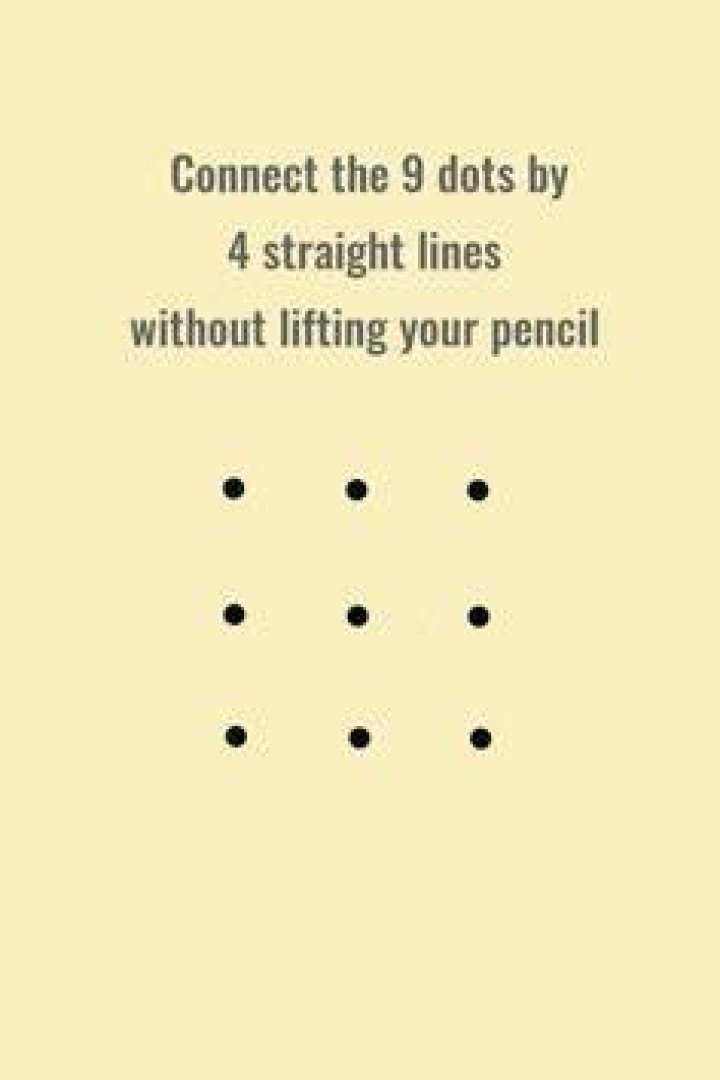 Brain Teaser Genius Challenge: Cross All 9 Dots using Only 4 Lines without Lifting your Pen