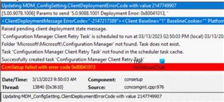 Ccmsetup Failed with Error Code 0x80041013, How to Fix?
