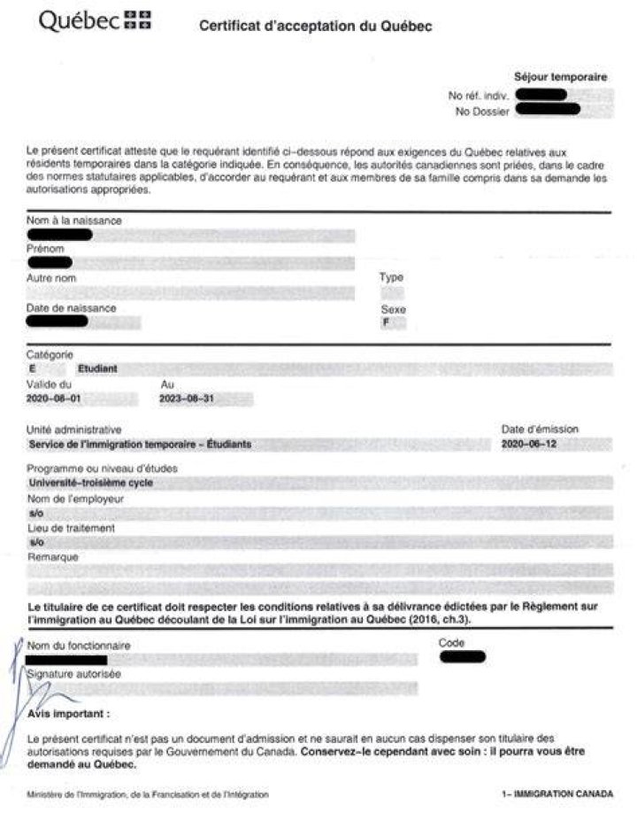 Certificats d’acceptation du Québec Archives