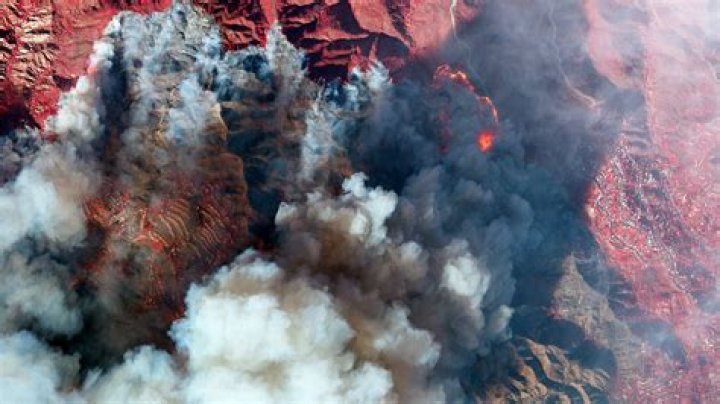 Fires can be seen raging from the balcony of Becky&rsquo;s six-bed villa