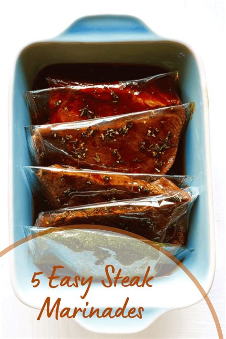 five steak marinades in small plastic bags
