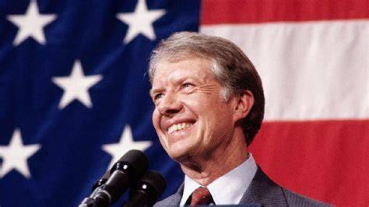 Former President Jimmy Carter addressing the congregation at Maranatha Baptist Church in Plains, Georgia on April 28, 2019 | Source: Getty Images