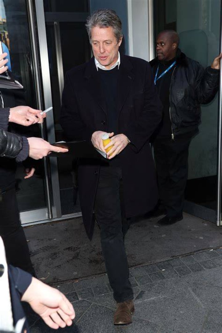 Hugh Grant leaving Heart Breakfast Radio Station in London, England on December 11, 2019 | Source: Getty Images 