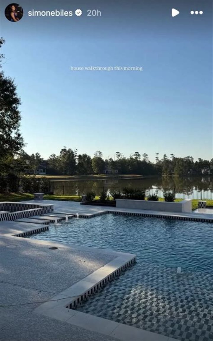 Paradise: Simone had her pool custom built and her backyard area also features a fun swing-set picnic table (pictured)