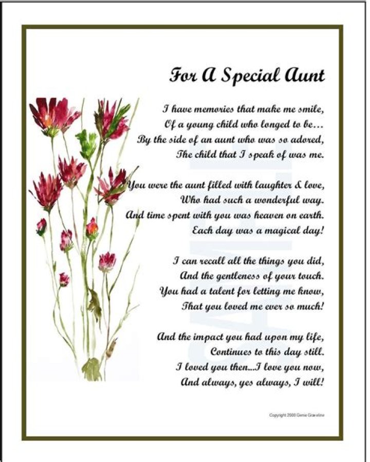 Special Aunt Gift, DIGITAL DOWNLOAD, Aunt Poem Verse Print Gift Present, Best Aunt Ever, Aunt's