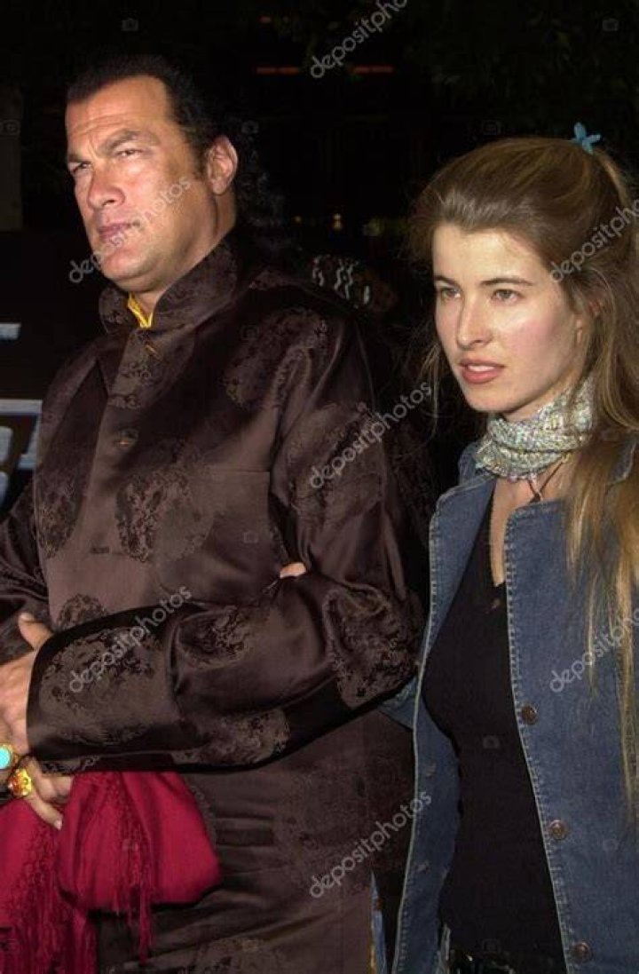 Steven Seagal and wife Adrienne La Russa arriving at the Hard Rock Charity Jam for Hollywoodcharities.org on August 29, 2001 in Universal City, California. / Source: Getty Images